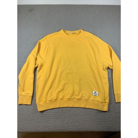 Vintage Y2K Nike Swoosh Sweater Adult XL Yellow Crewneck Sweatshirt Pullover Men - Picture 1 of 10